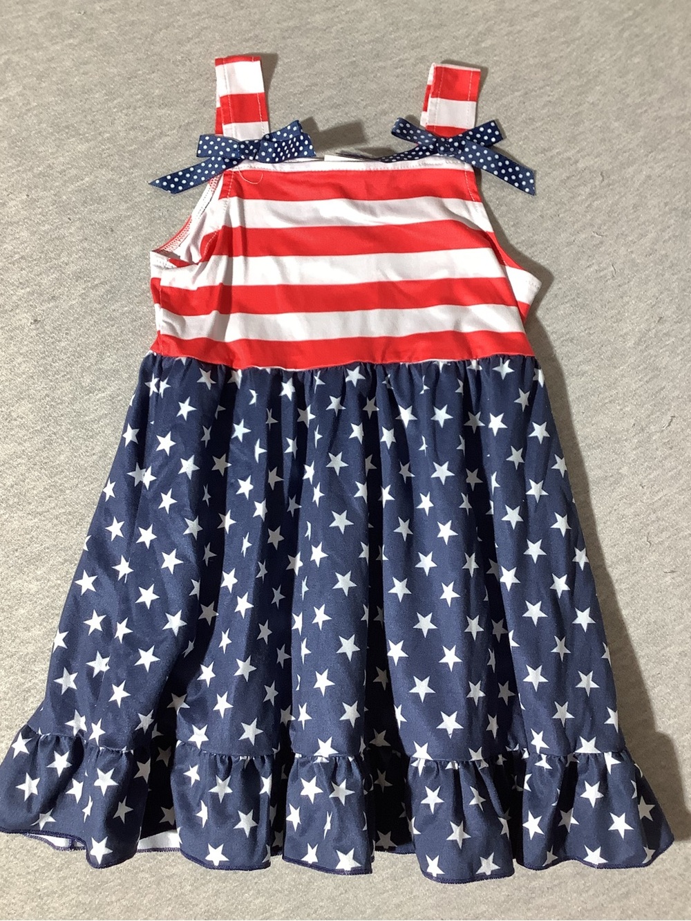 Girls Red & Blue Stars Striped Summer Dress, 3T